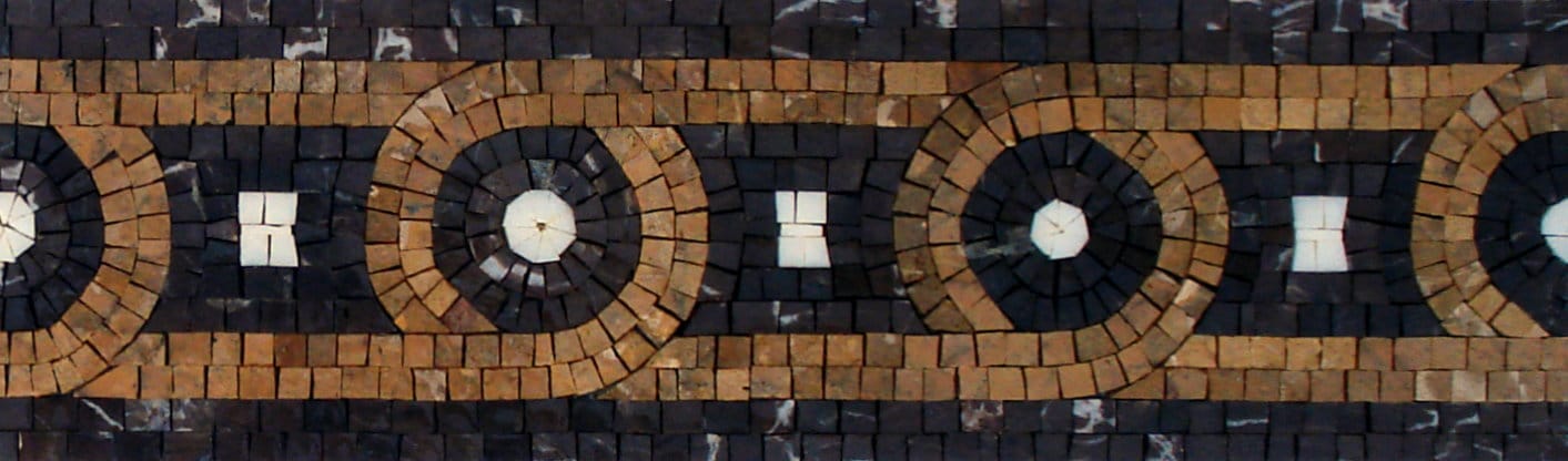 Geometric Mosaic Tile Border: Circle Floral Art, 6" x 40"