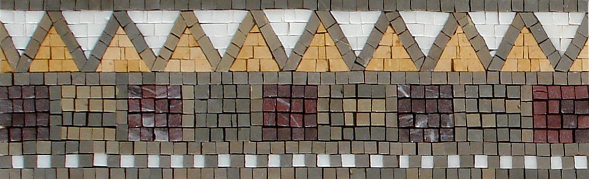 Geometric Marble Mosaic Border Tile: 6" Square Pattern Artwork