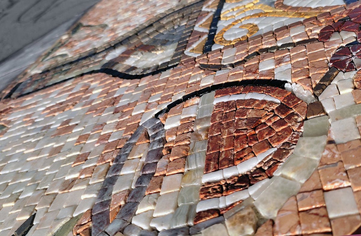 Handmade Marble Mosaic Art: Still Life Wine & Lemon Backsplash