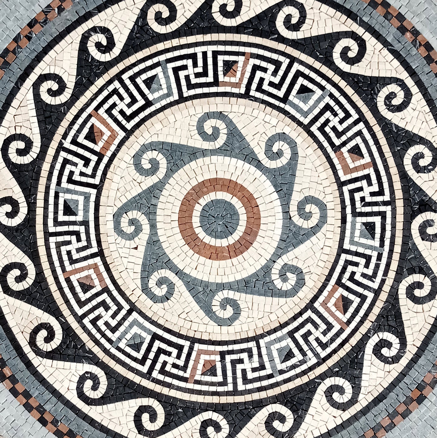Handmade Dolphin Mosaic Tile: Marble Medallion (40x40)