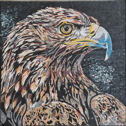 32″×32″ Eagle Wall Portrait Mosaic – Handmade Marble Wildlife Art, Majestic Decor, Customization available