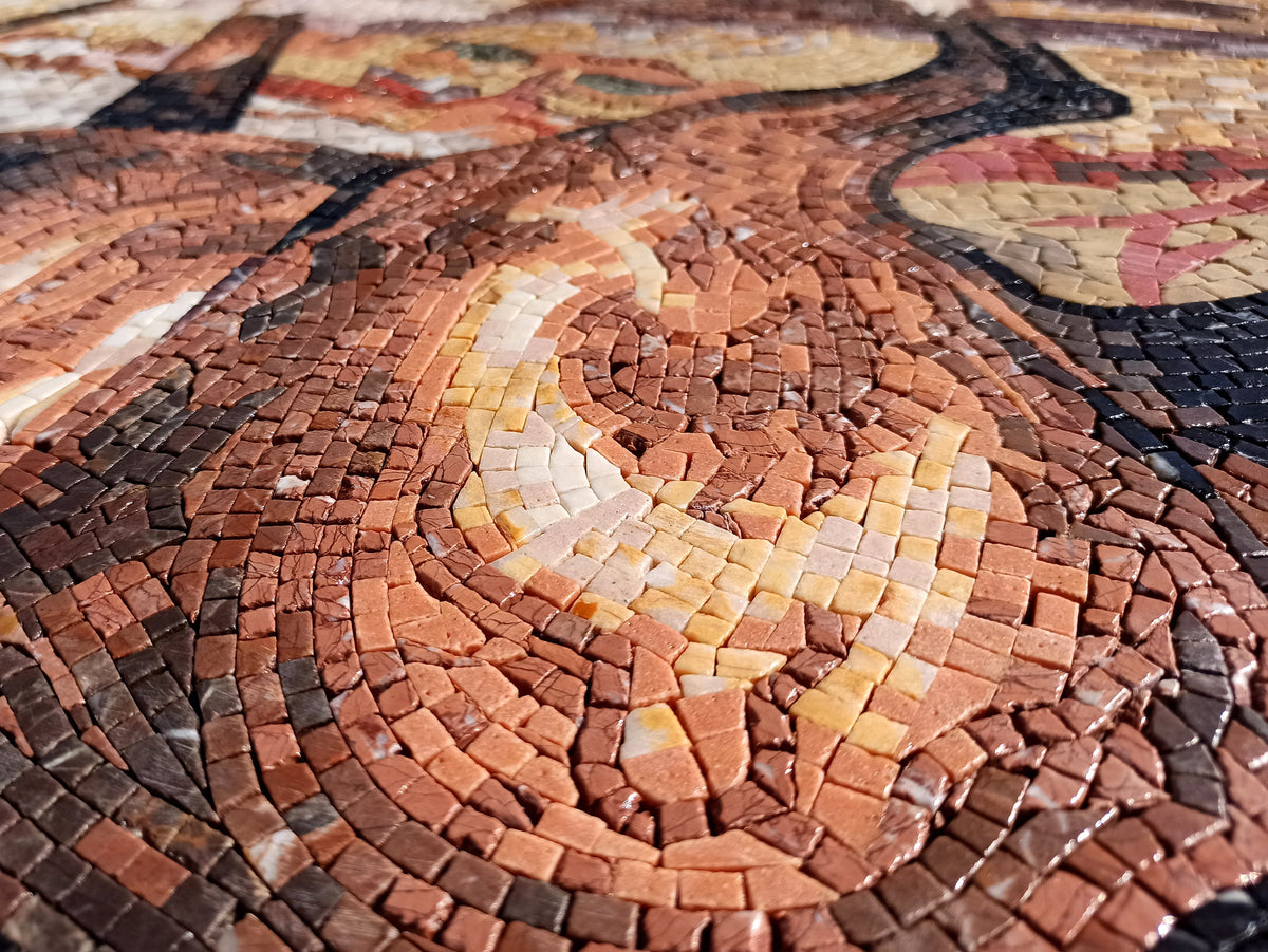 Handmade Horse Mosaic Tile Mural: Western Living Room Wall Art (44” x 44”)