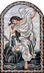 Arched Dancing Girl Mosaic Tile Art: Handmade Marble Portrait (44” x 28")