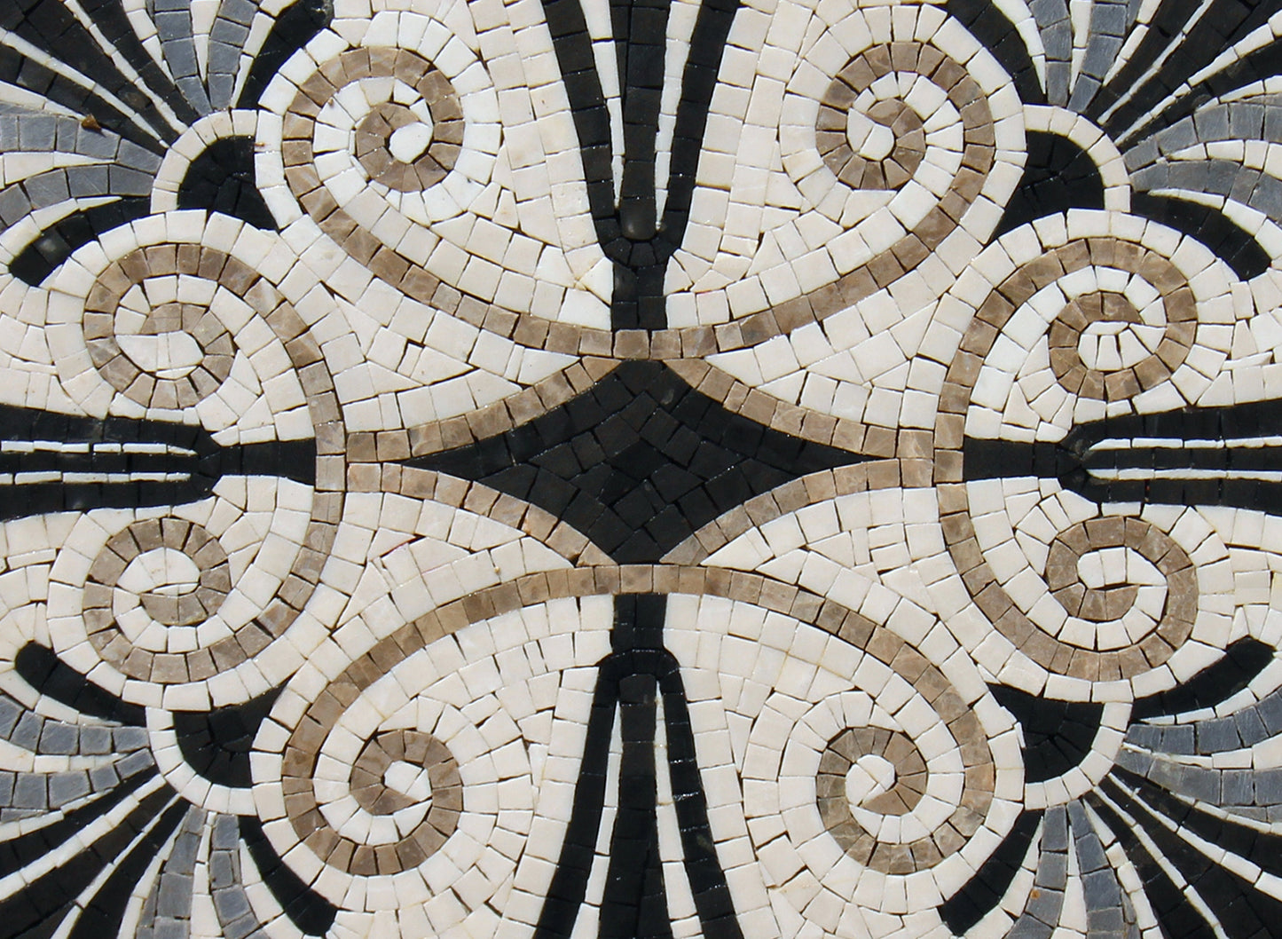 Handmade Geometric Marble Mosaic Tile Medallion (24” x 18”)