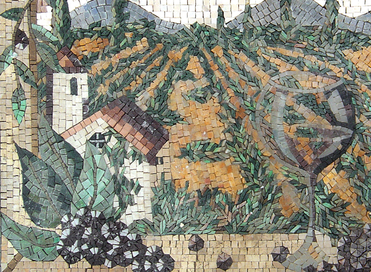 Handmade Wine and Grapes Marble Mosaic Tile: Kitchen Backsplash