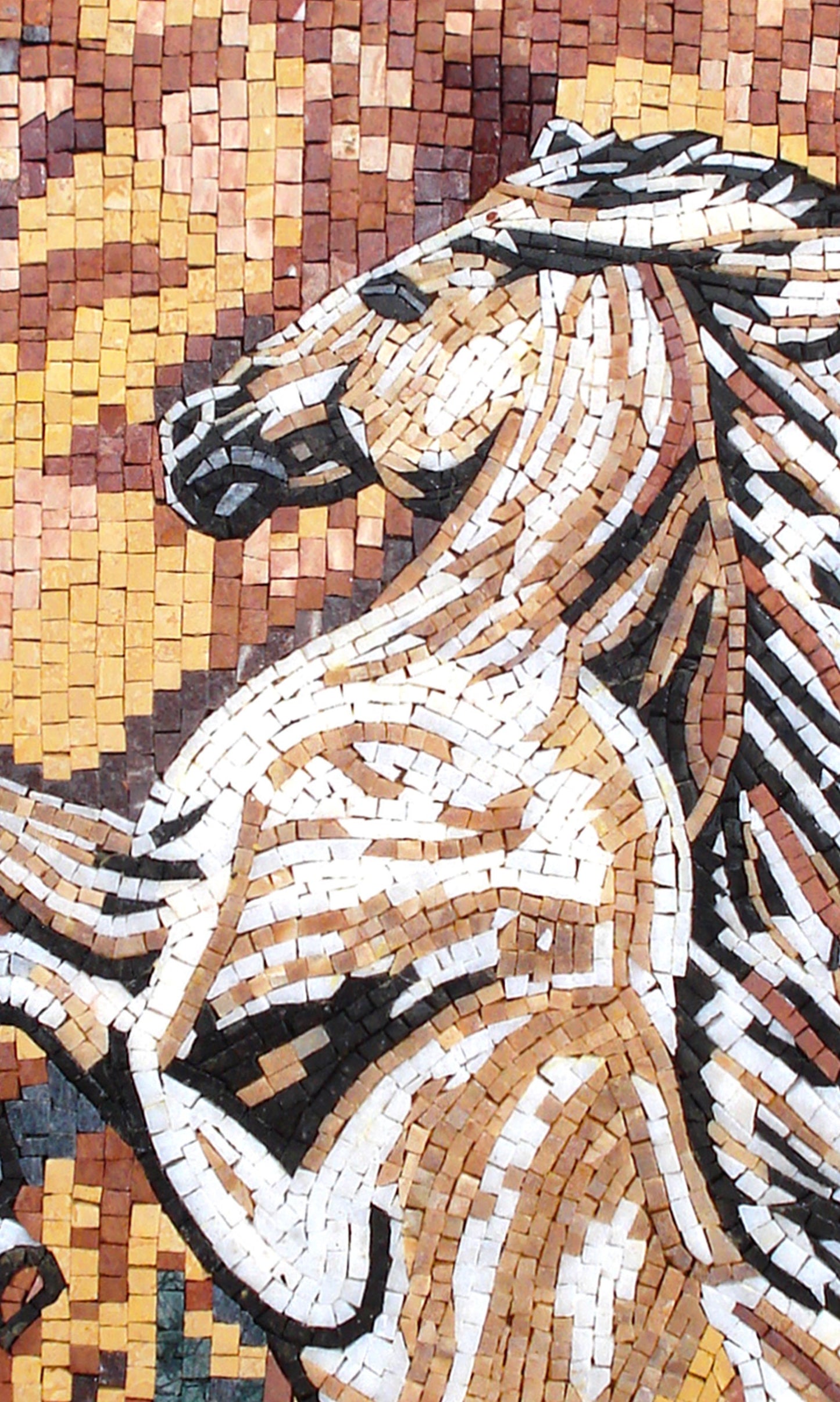HORSE MOSAIC BACKSPLASH | Animal Mosaic Murals For Living Room And House Warming | Horse Rearing Mosaic Art Tiles For New Home Walls Decor