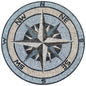 Nautical Essence - Round Mosaic Design - Compass Rose in Storm Grey Mosaic Medallion - Customization available