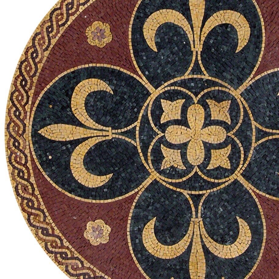 Elegant Harmony - 32-Inch Handmade Pattern Mosaic Medallion - Natural Marble Tile Décor - Customization available