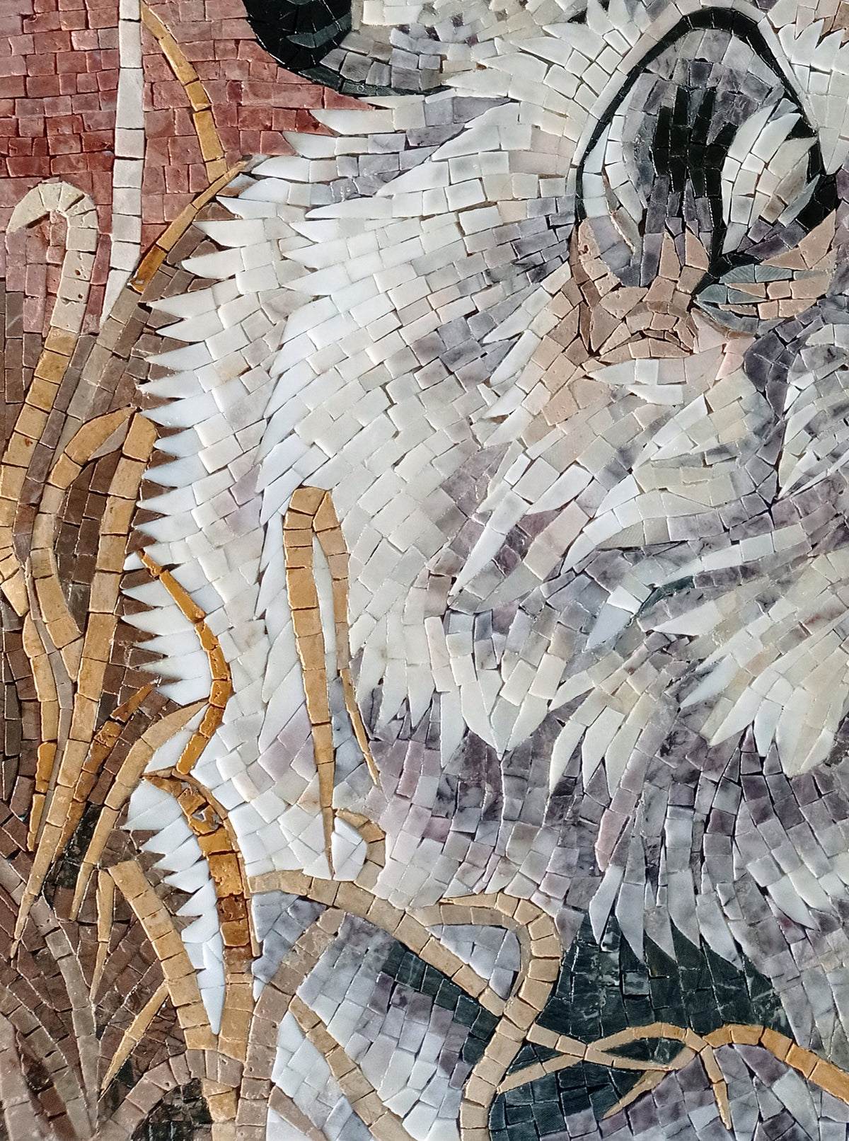 SNOWY WOLF MURALS| Wild Animal Mosaic Tiles For Living Room Walls | Two Wolf Artwork Tiles For Interior Hall And Room Walls Decor