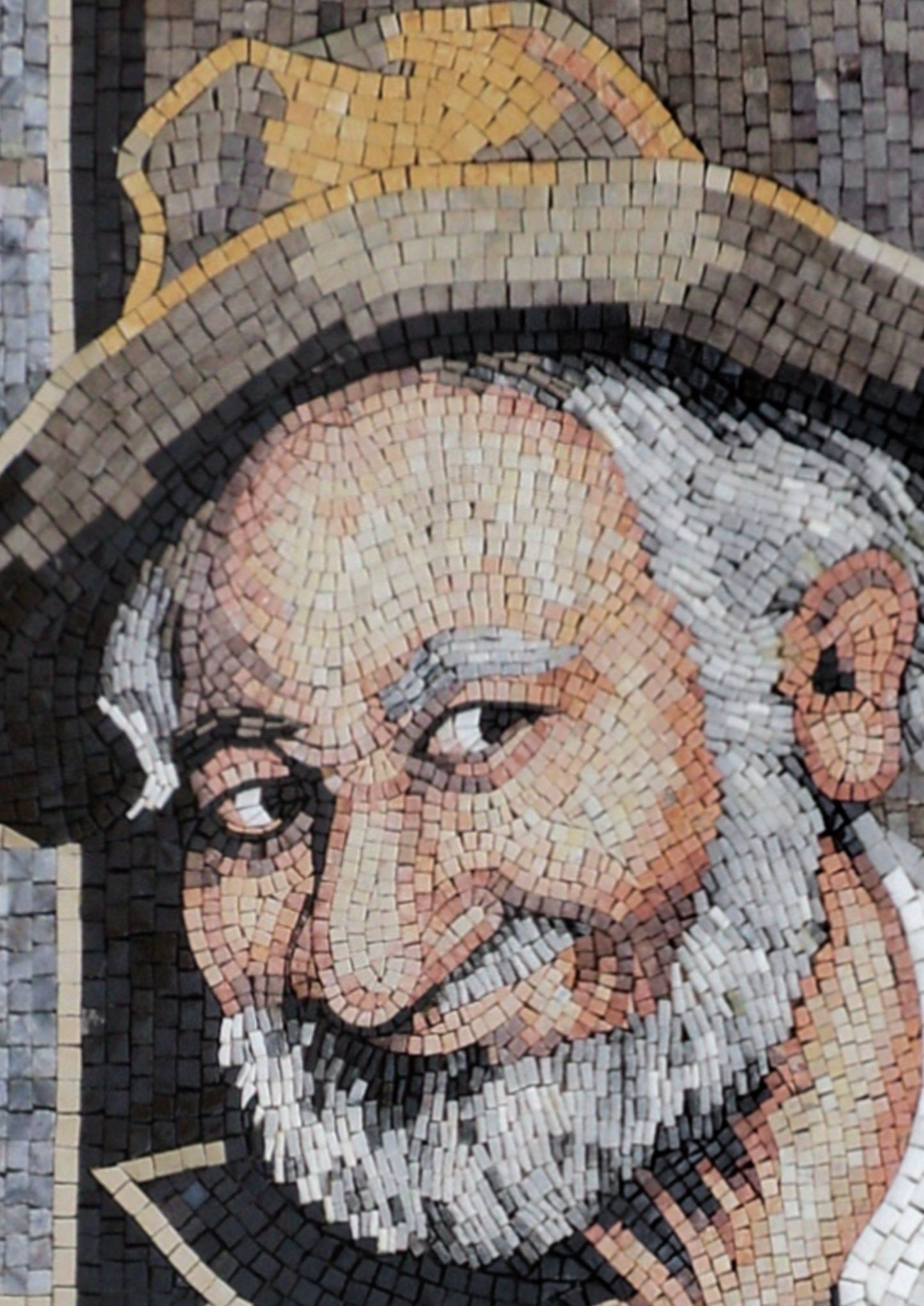 Handmade Mosaic Mural: Man in Hat Drinking - Stone & Marble Art