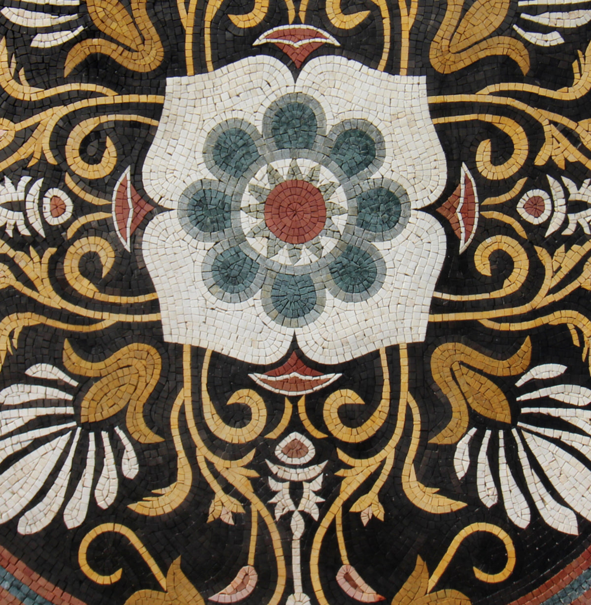 40" Gilded Artistry - Gold Leafy Art Nouveau Patterned Mosaic Medallion - Customization available