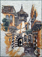 Handmade Damascus Mosaic Tile Art: Old City View, Marble & Stone
