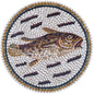 20" Fish Mosaic Medallion – Custom Handmade Marble Tile Art, Nautical Kitchen Backsplash, Customization available