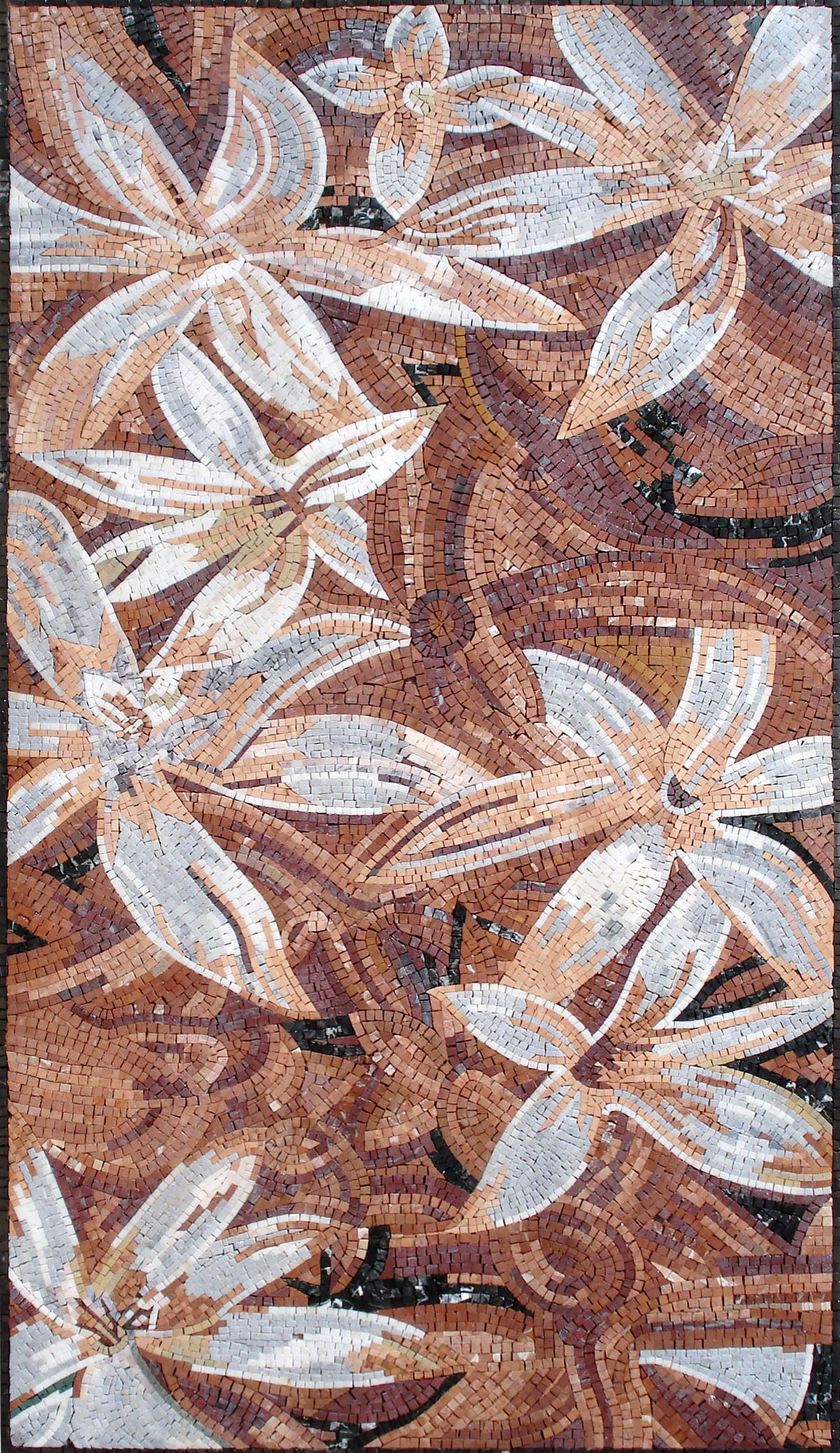 Handmade Marble Mosaic Lilies Wall Art: Floral Home Decor