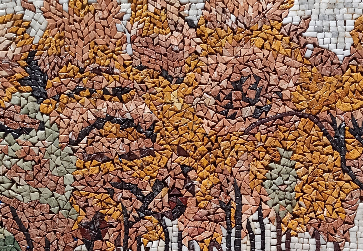 Handmade Marble Mosaic Mural: Bridge Botanical View (40” x 28”)
