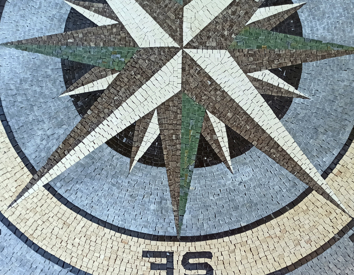 Artisanal Charm: Handmade Compass & Pool Tile Medallion Marble Mosaic Art - Customization available