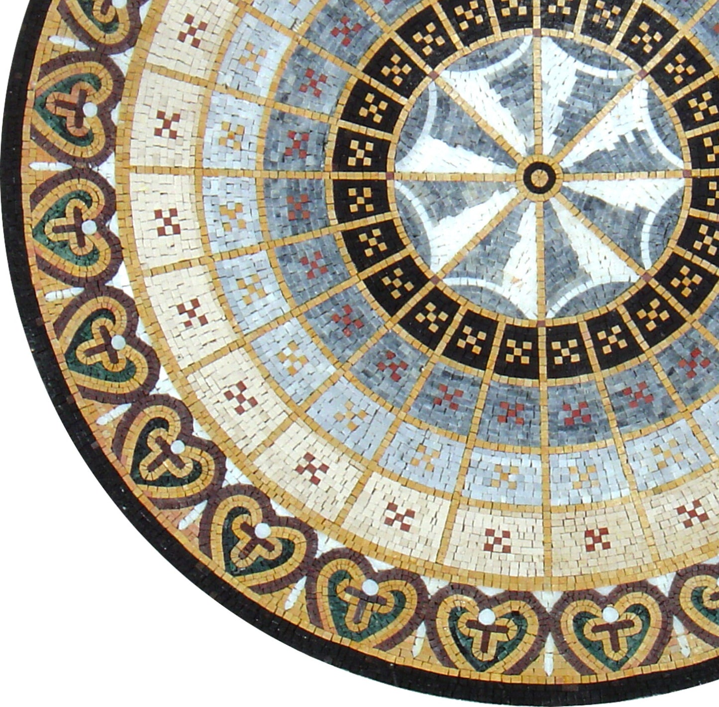 36" Handmade Pattern Mosaic Medallion: Artful Tile Décor in Natural Marble Craftsmanship - Customization available