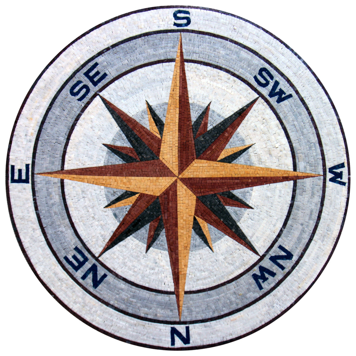 Semper Fi Elegance - Handmade Marines Rose Compass Round Marble Mosaic Art Tile - Customization available