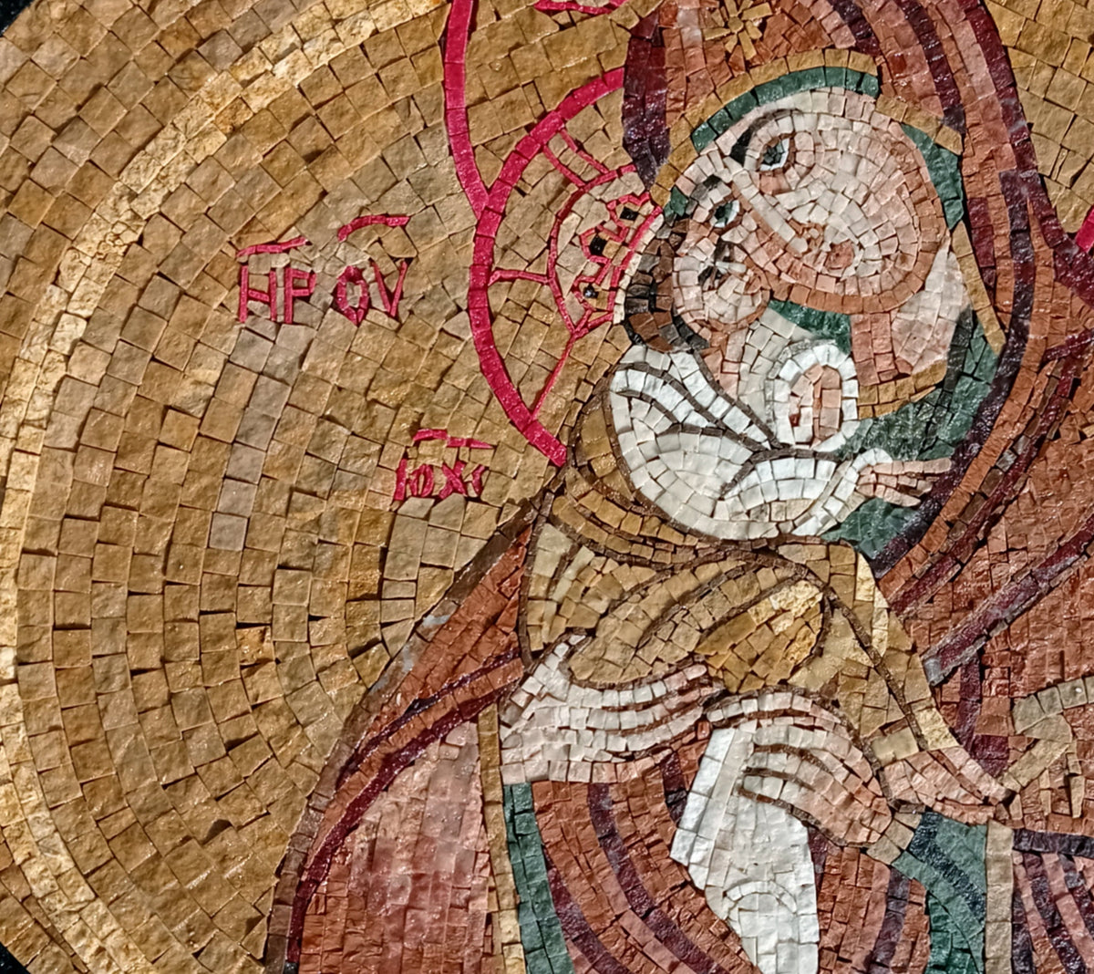 Handmade Jesus and Virgin Mary Mosaic Art: Religious Tile Mural (36” x 30”)