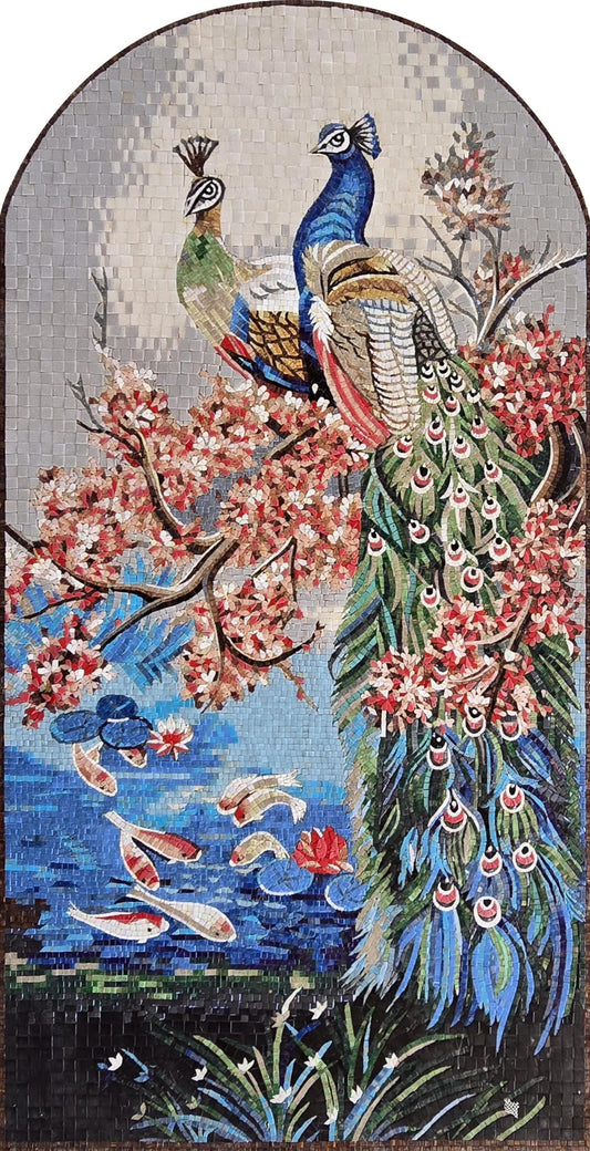 Custom Handmade Peacock Mosaic – Mosaic Glass Wall Art, Luxury Decorative Tile, Personalized Mosaic Art