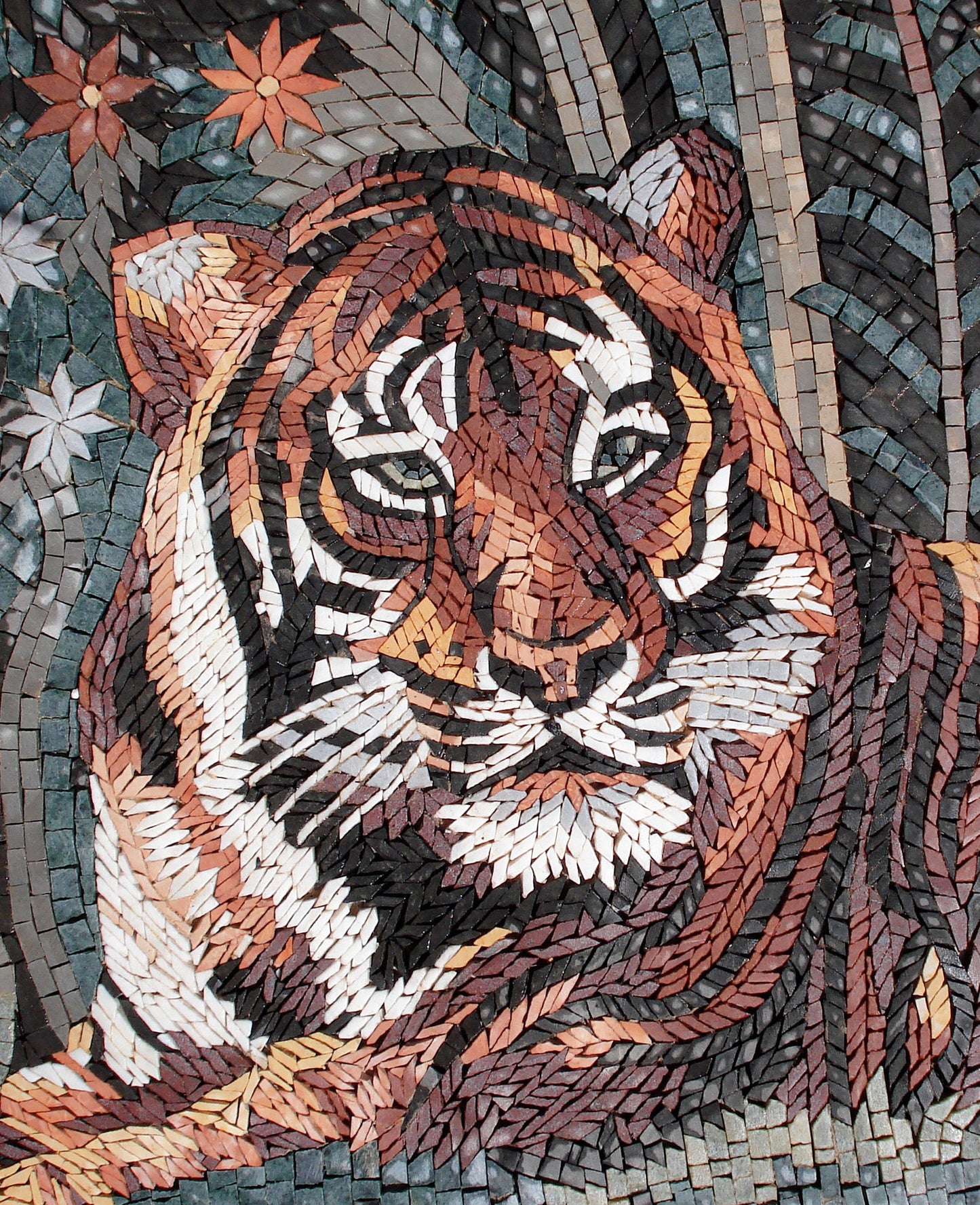 TIGER ART BACKSPLASH | Wild Jungle Animal Mosaic Tiles Murals For House Warming | Tiger Snake And Macaw Artwork Tiles For Interior Room