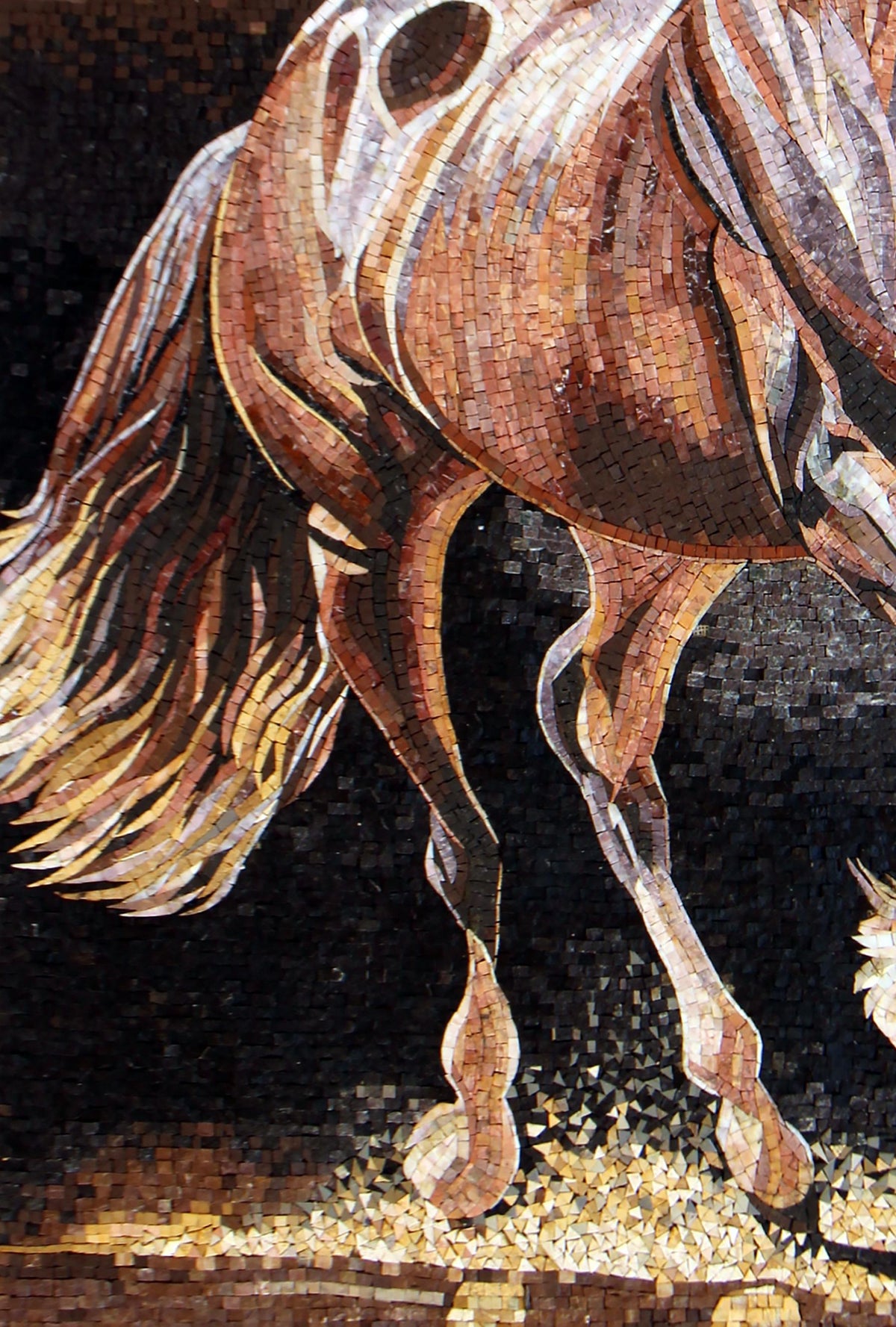 Handmade Horse Mosaic Tile Art: Marble Stone Wall Decor (52” x 36”)