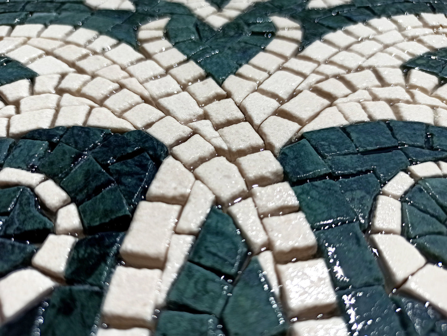 Botanical Medallion Mosaic Tile: Handmade Marble Backsplash (24”x 24")