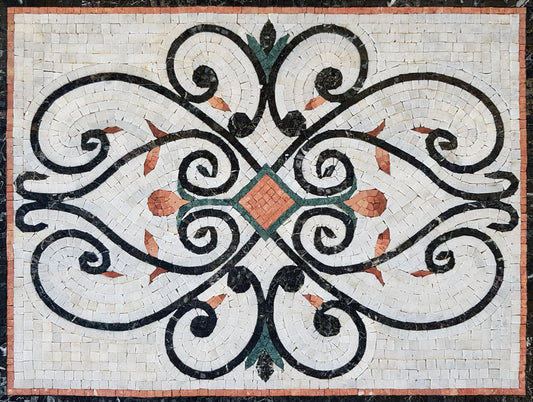 Handmade Floral Marble Mosaic Backsplash - 24” x 18”