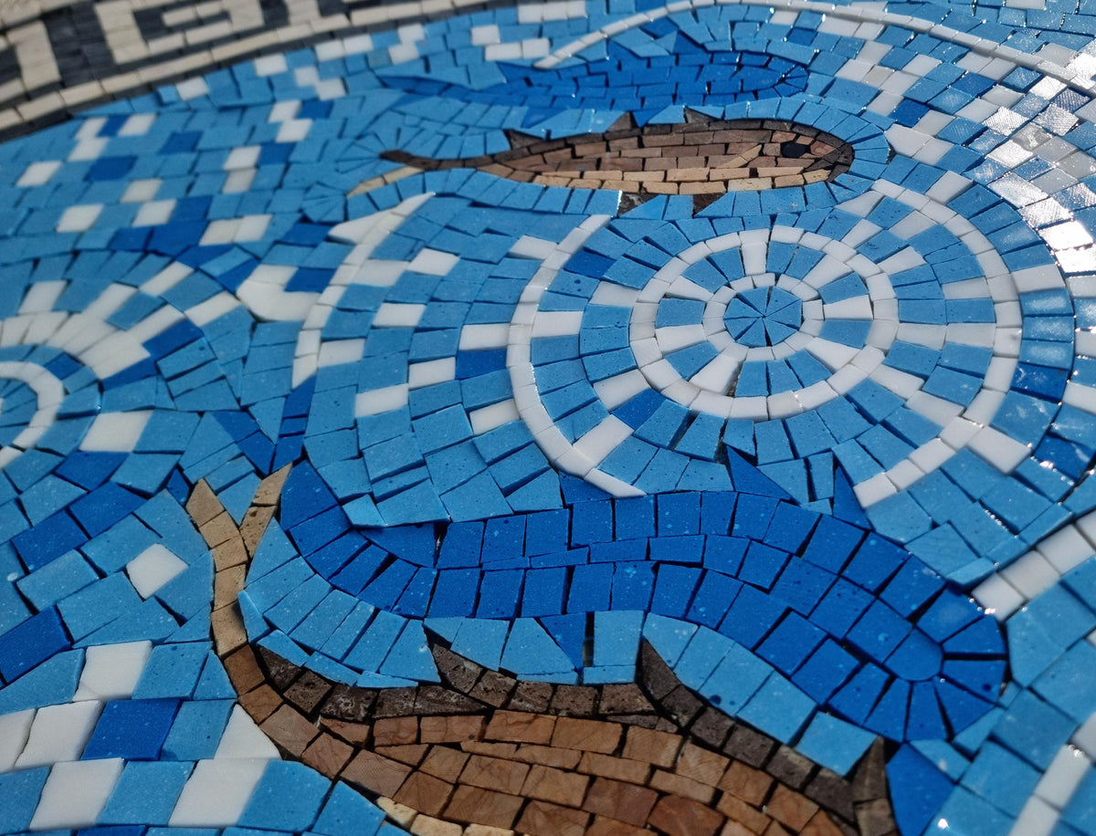 Handmade Fish Mosaic Tile: Kitchen Backsplash, Pool Art (36")