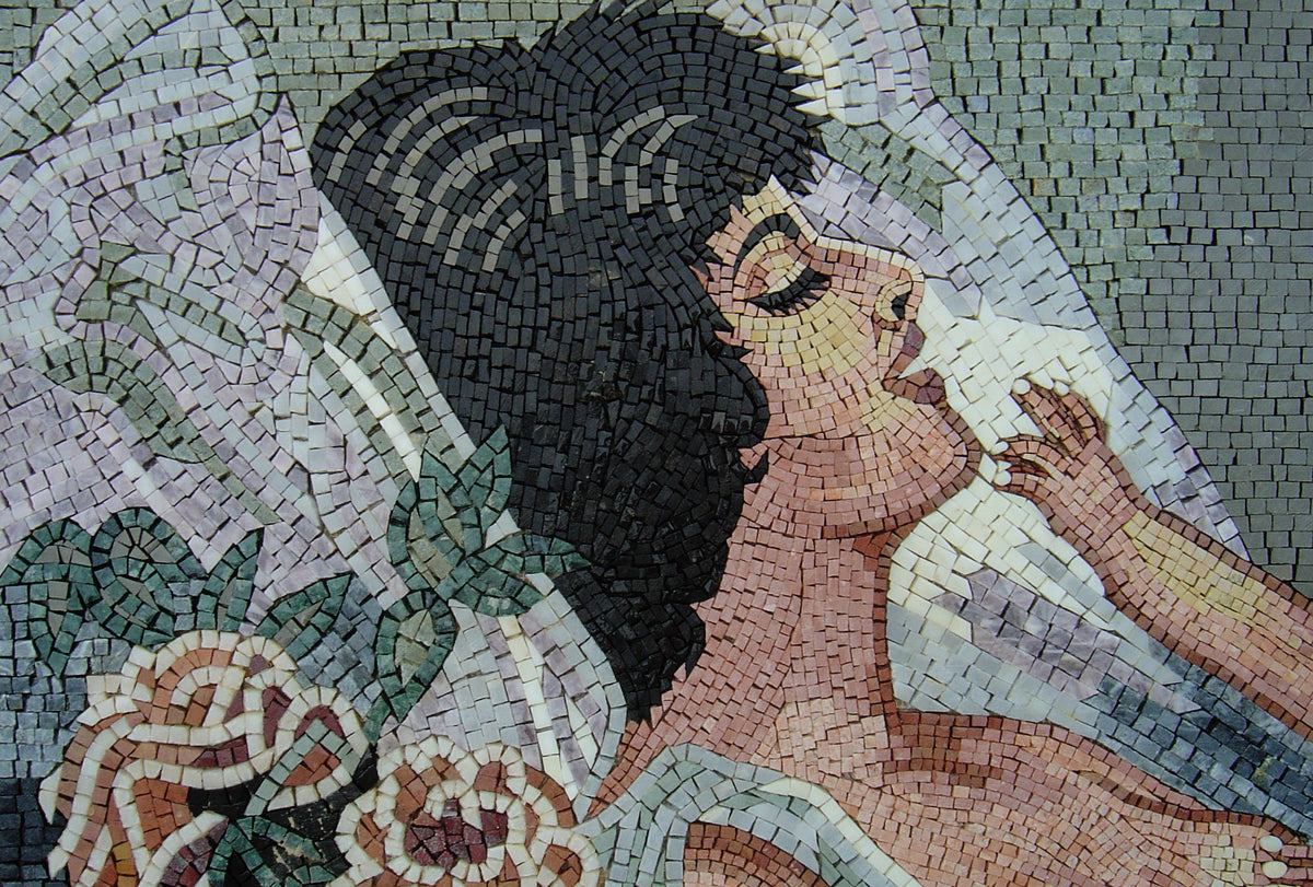 Handmade Mother and Baby Marble Mosaic Art Tile (50” x 32”)