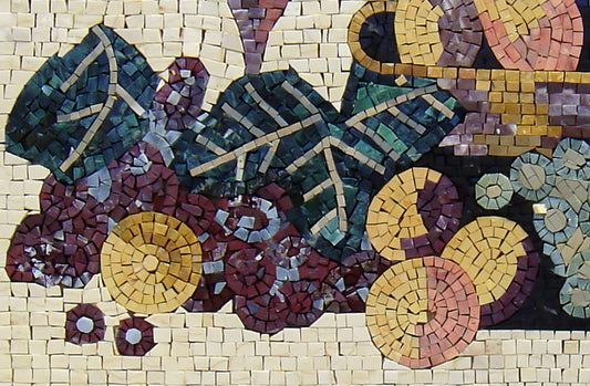 Handmade Fruit Mosaic Backsplash Art: Stone Kitchen Wall Decor
