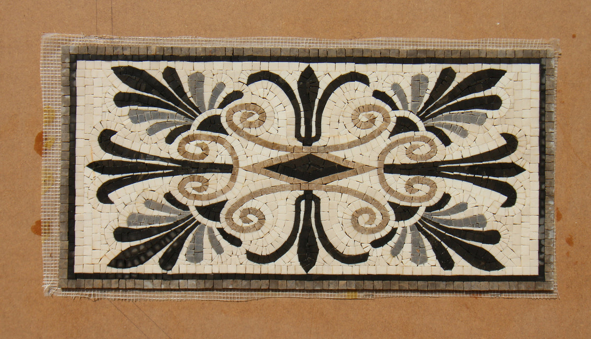 Handmade Geometric Marble Mosaic Tile: Hallway Medallion, 24”