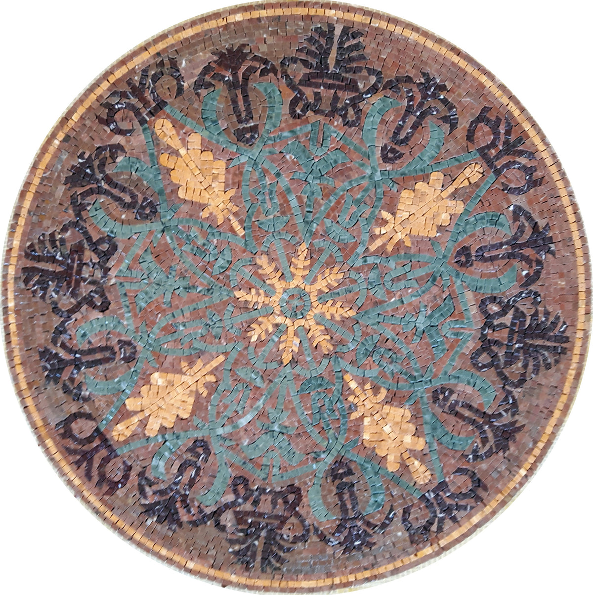 36" Handmade Floral Marble Mosaic Medallion Flooring Tile Design Art - Customization available