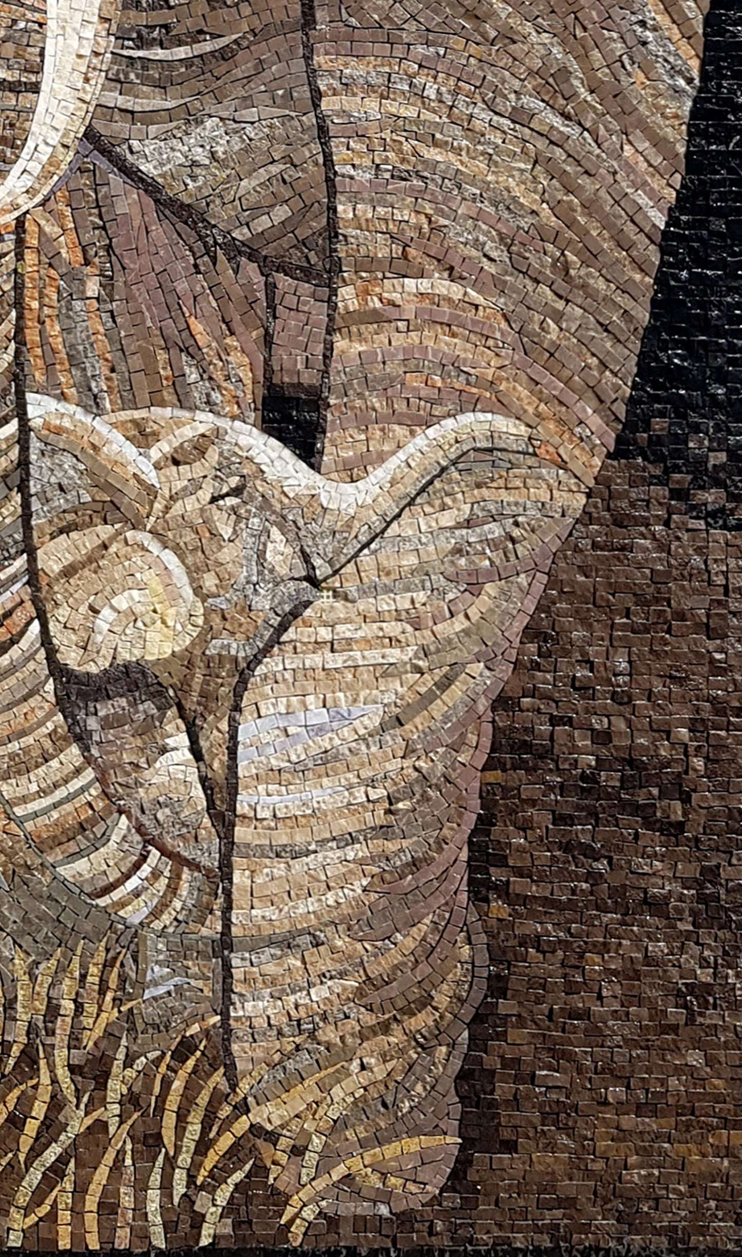 Handmade Elephant and Baby Marble Mosaic Tile Art (40x24 in)