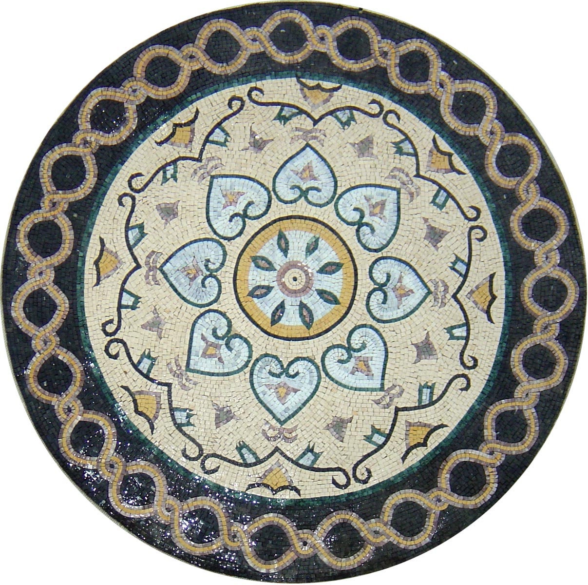 Celestial Radiance - 40" Handmade Vibrant Medallion Marble Mosaic Art Tile Décor  - Customization available