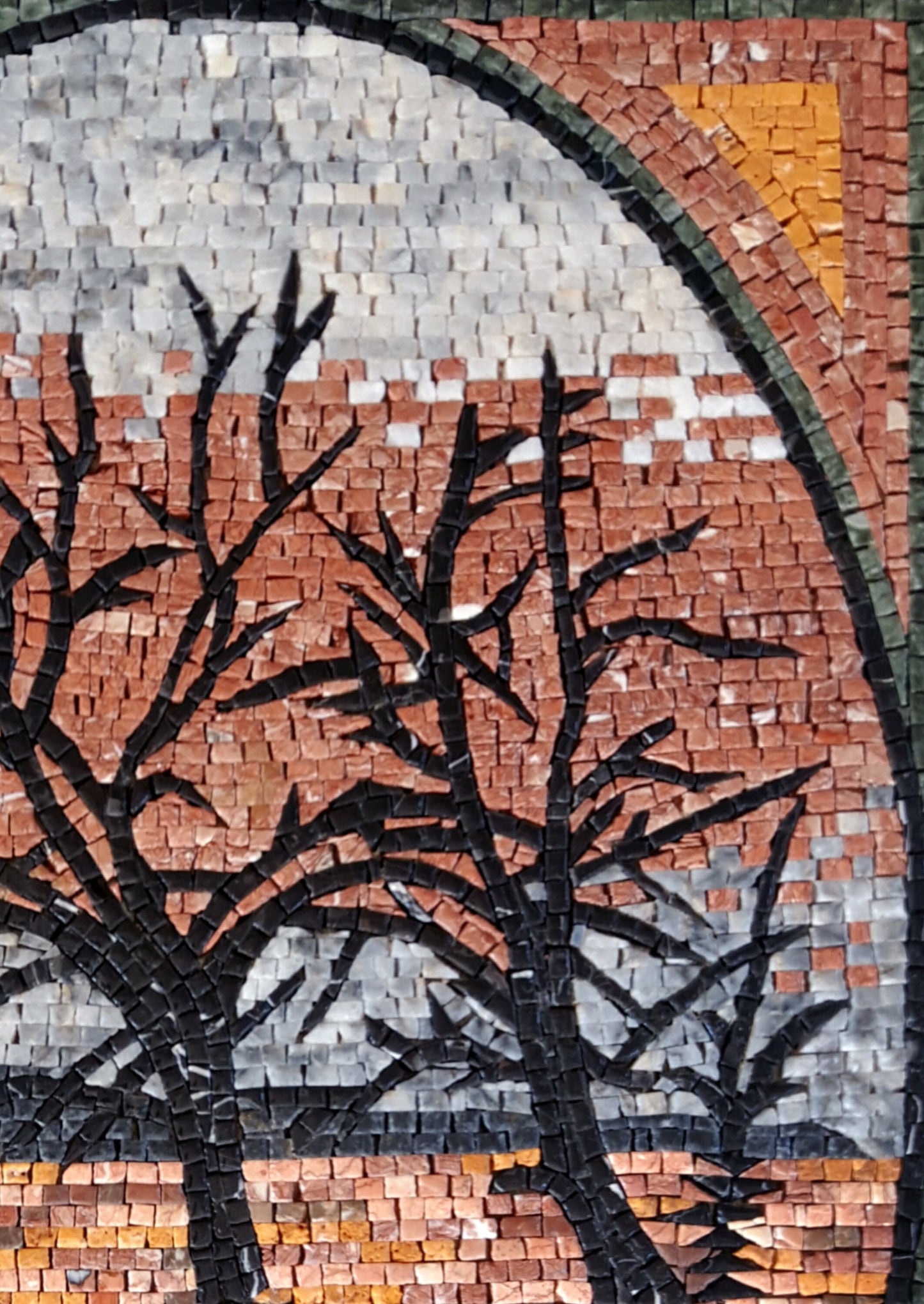 Handmade Marble Mosaic Tile Art: Trees in Water, Classic Wall Decor (36” x 24”)