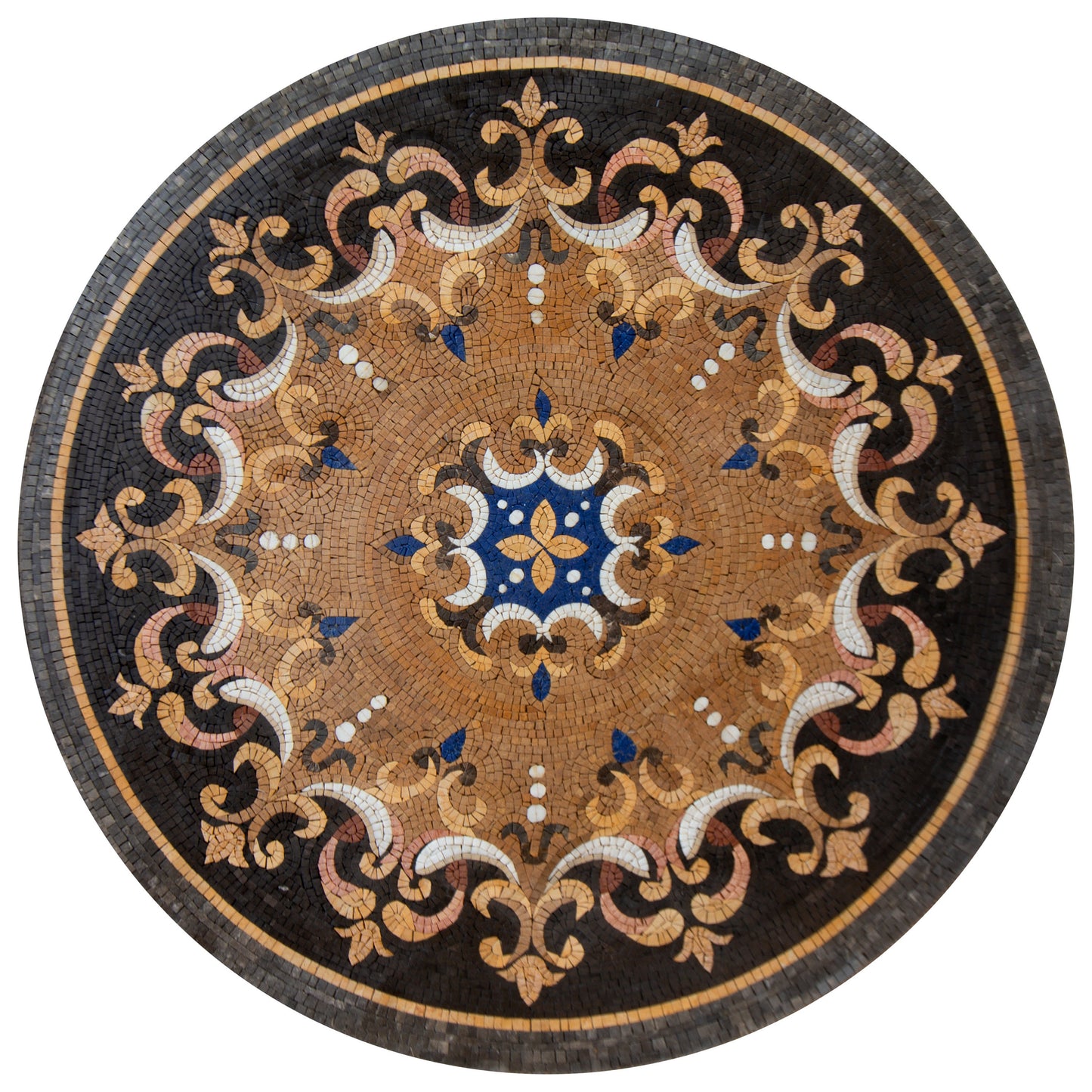 Elevate Your Space with a Handmade Fleur-de-lis Round Mosaic Medallion Art Tile - Customization available