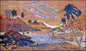 Handmade Desert Mosaic Tile Art: Palm Trees, Lake, Marble Stone