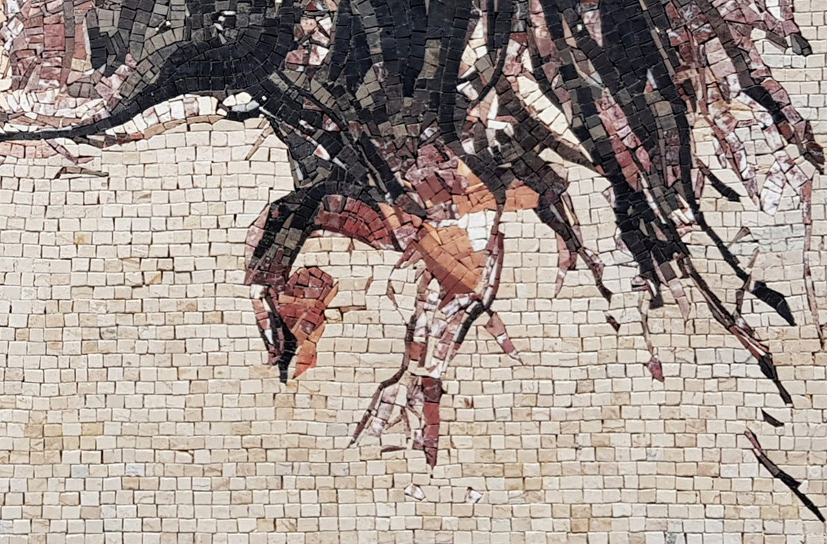 Handmade Horse Mosaic Tile Art: Marble Stone Animal Wall Decor