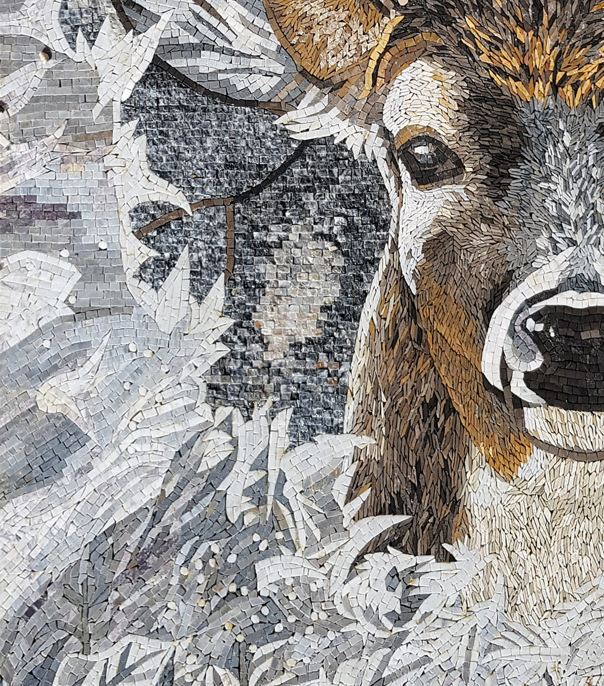 Handmade Deer Mosaic Tile Art: Stone Animal Wall Decor