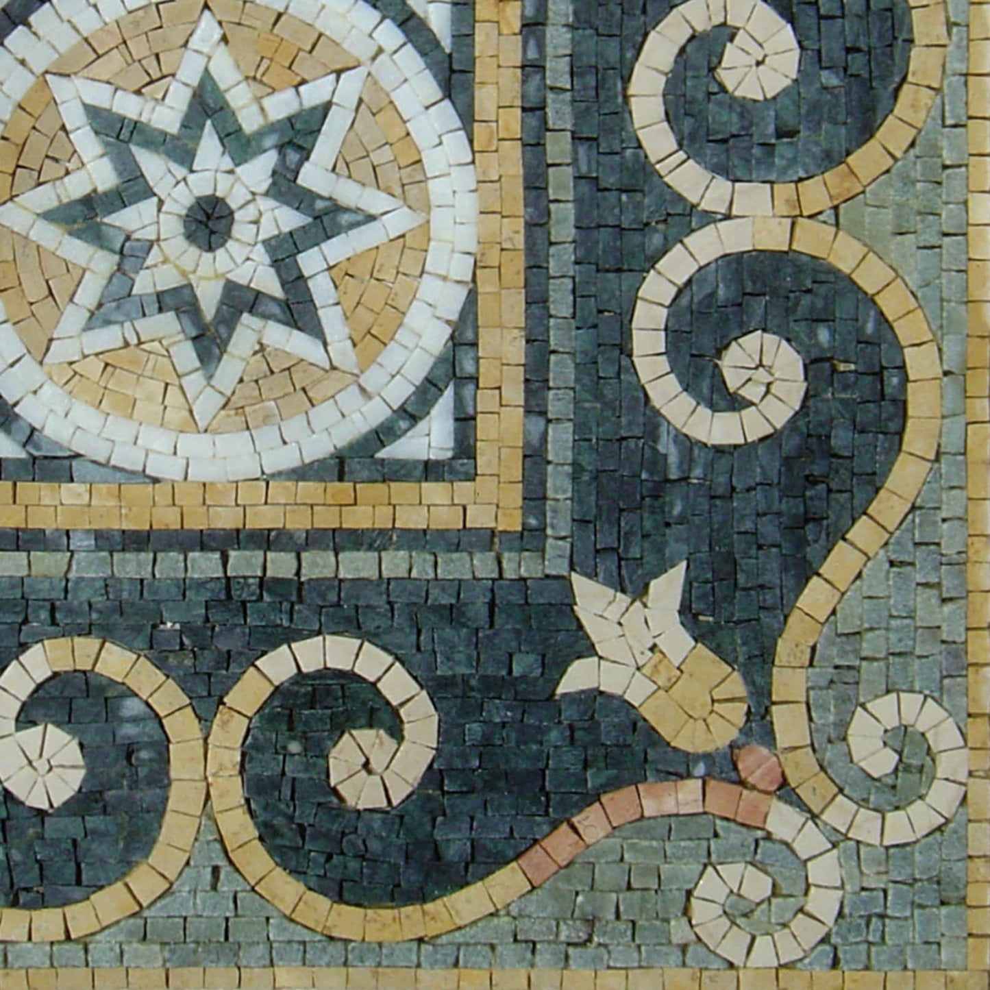 Handmade Floral Marble Mosaic Tile Backsplash - 24” Square