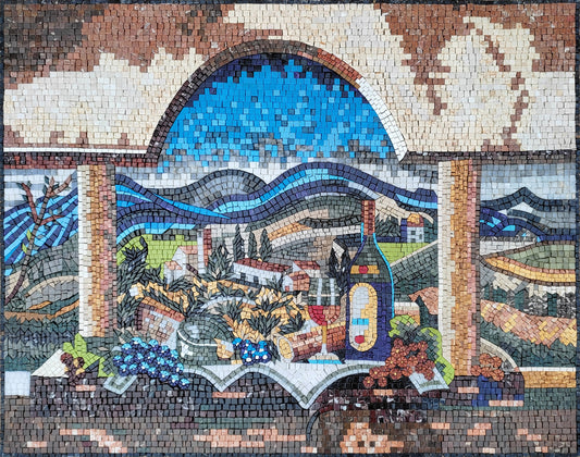 Handmade Wine & Grapes Marble Mosaic Tile Art: Kitchen Backsplash