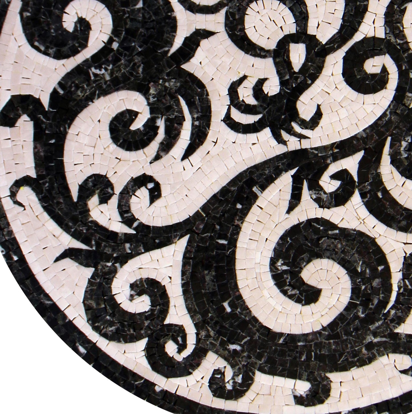 Handmade Marble Mosaic Medallion: 20-Inch Round Tile Art Inlay