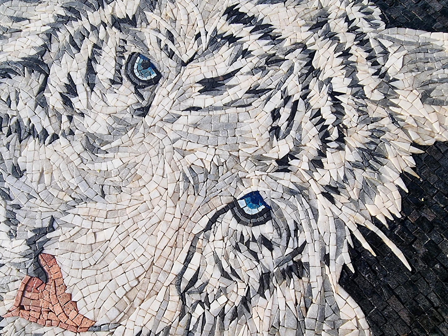 Handmade White Tiger Mosaic Tile Art: Interior Wall Decor