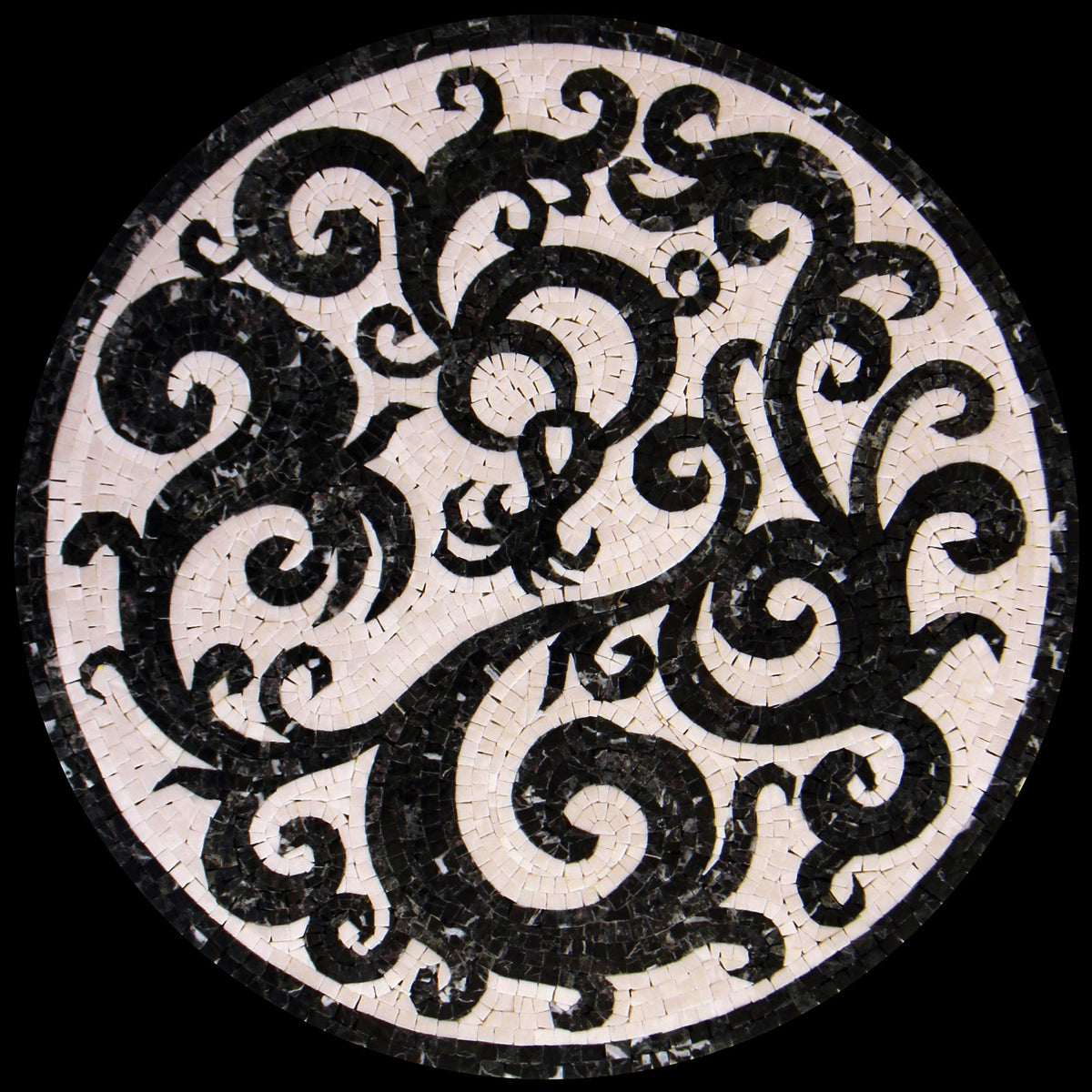 Handmade Marble Mosaic Medallion: 20-Inch Round Tile Art Inlay