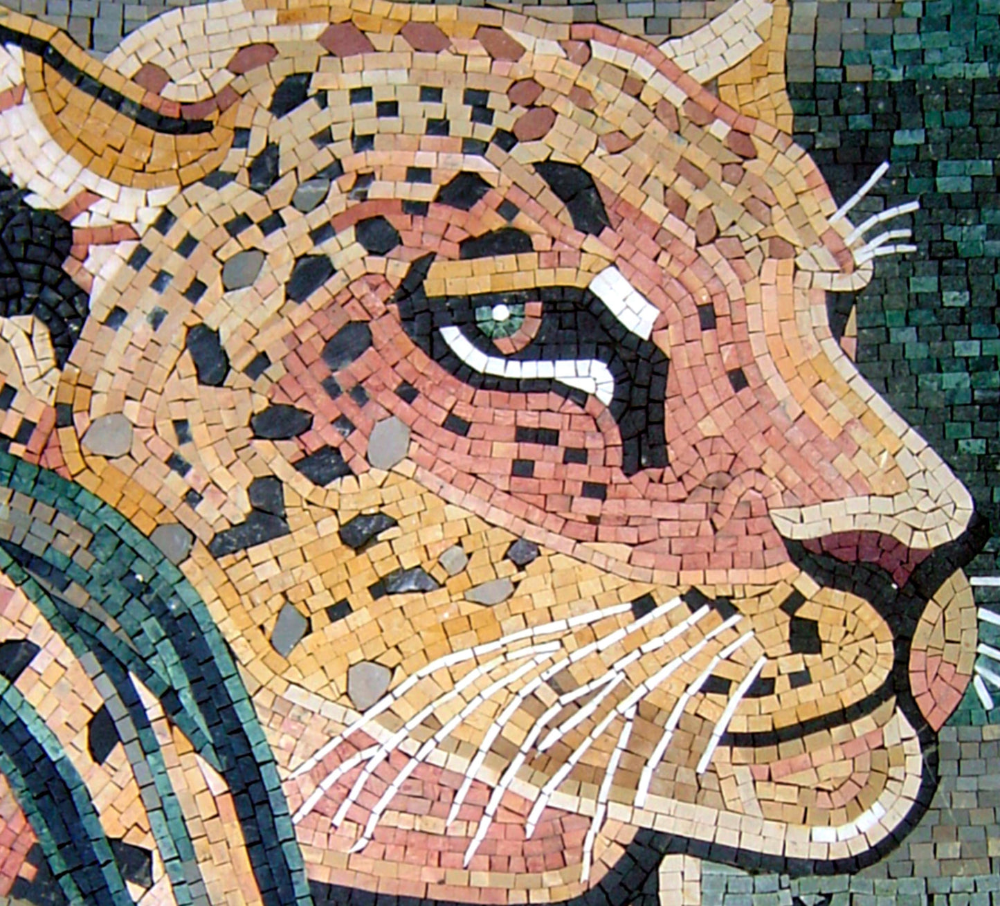 Handmade Tiger Marble Mosaic: Wild Animal Wall Art (40x32)