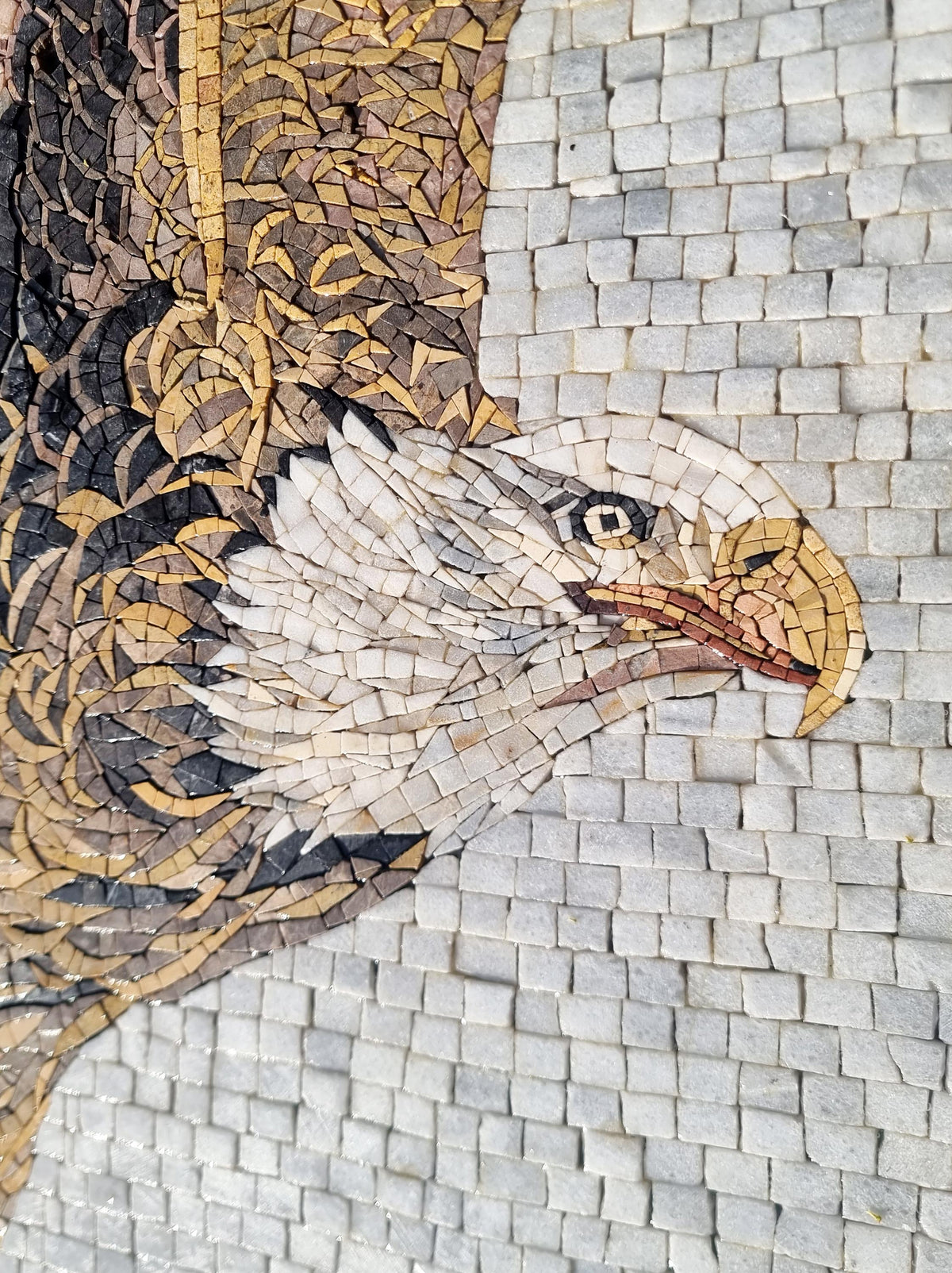 Handmade Eagle Mosaic Tile Art: Flying Bald Eagle Wall Decor