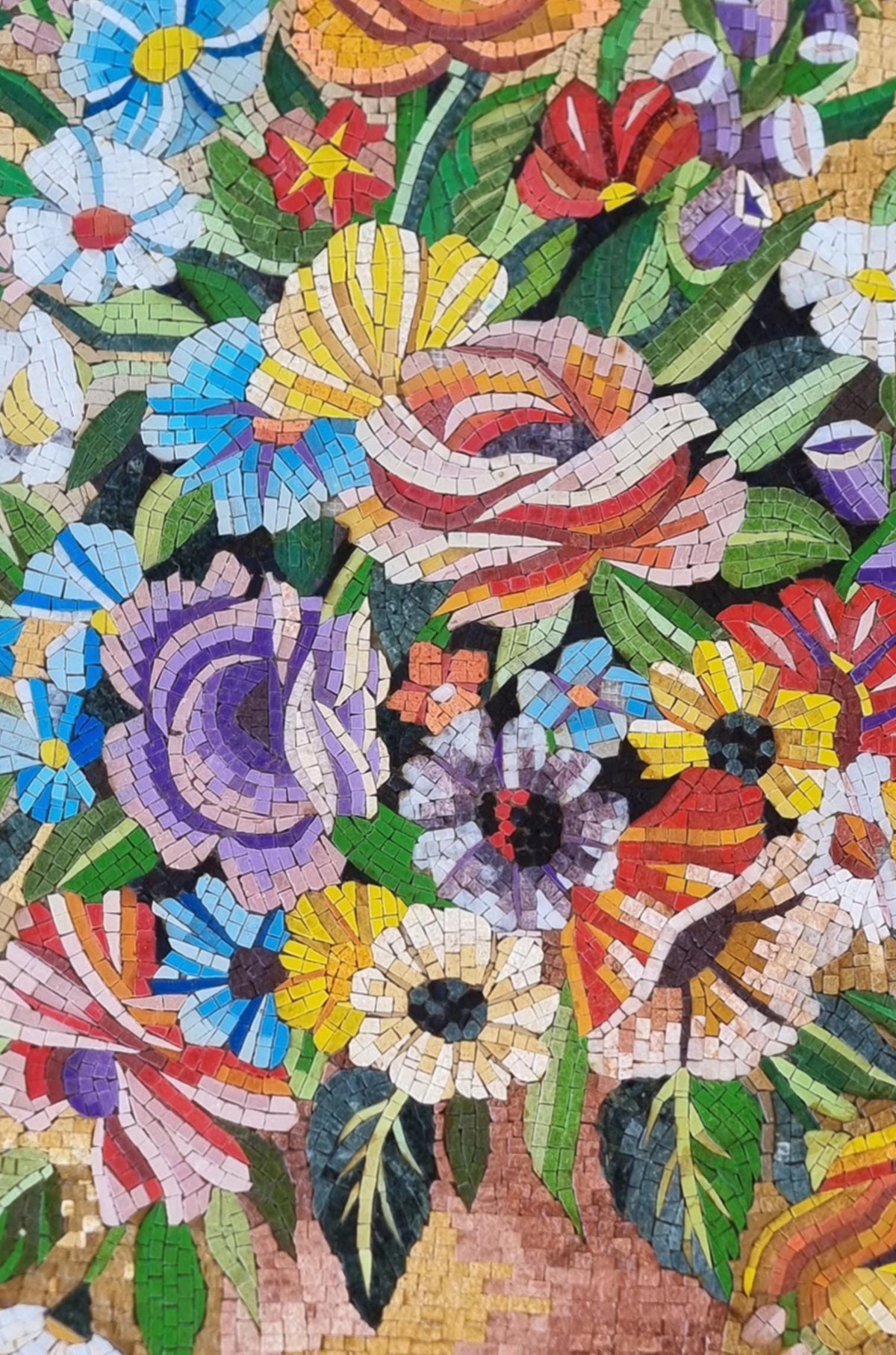 40"x28" Floral Vase Mosaic Wall Art –  Vibrant Flower Arrangement , Customization available