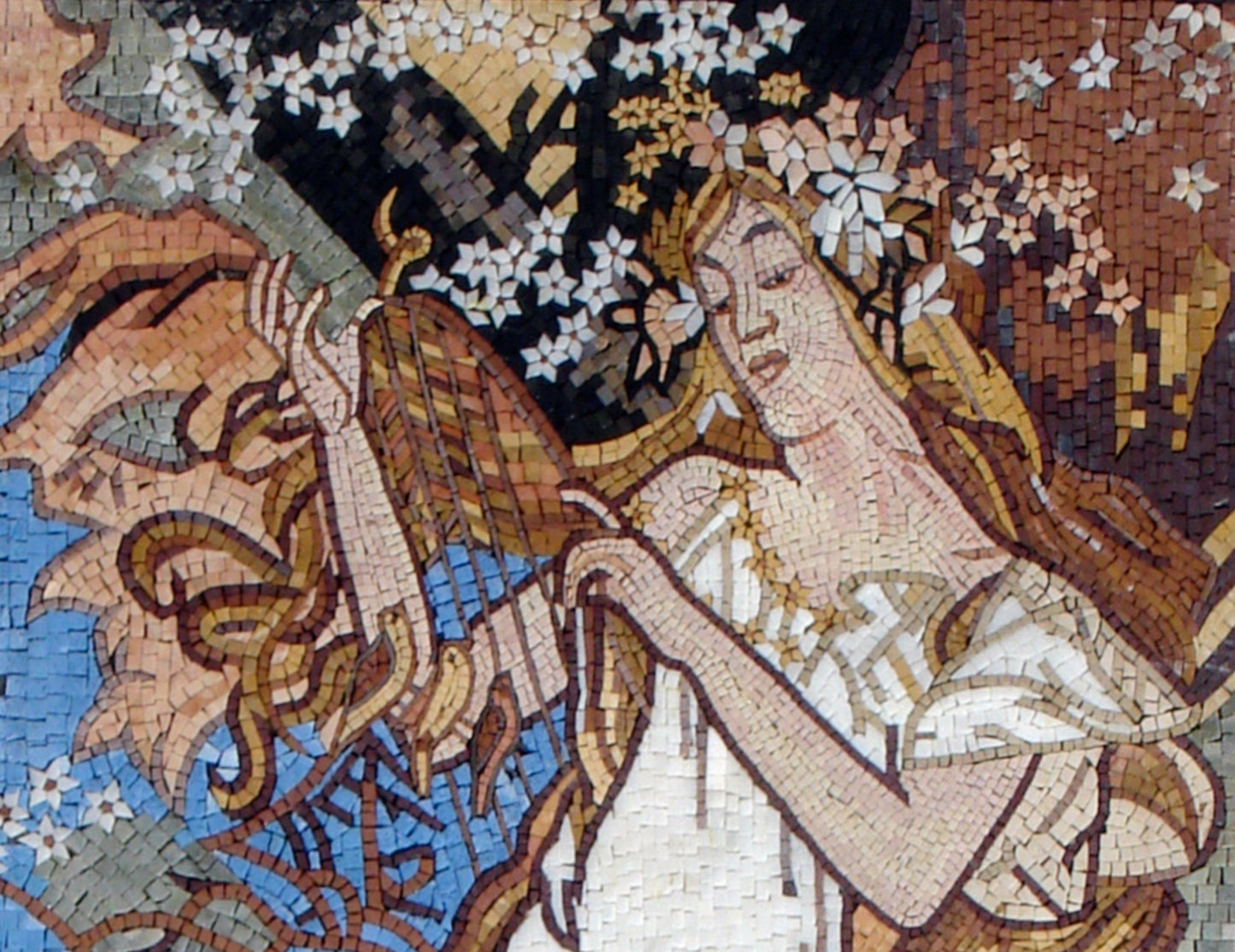 Art Nouveau Mosaic Mural: Maude Adams Style, Alphonse Mucha Inspired