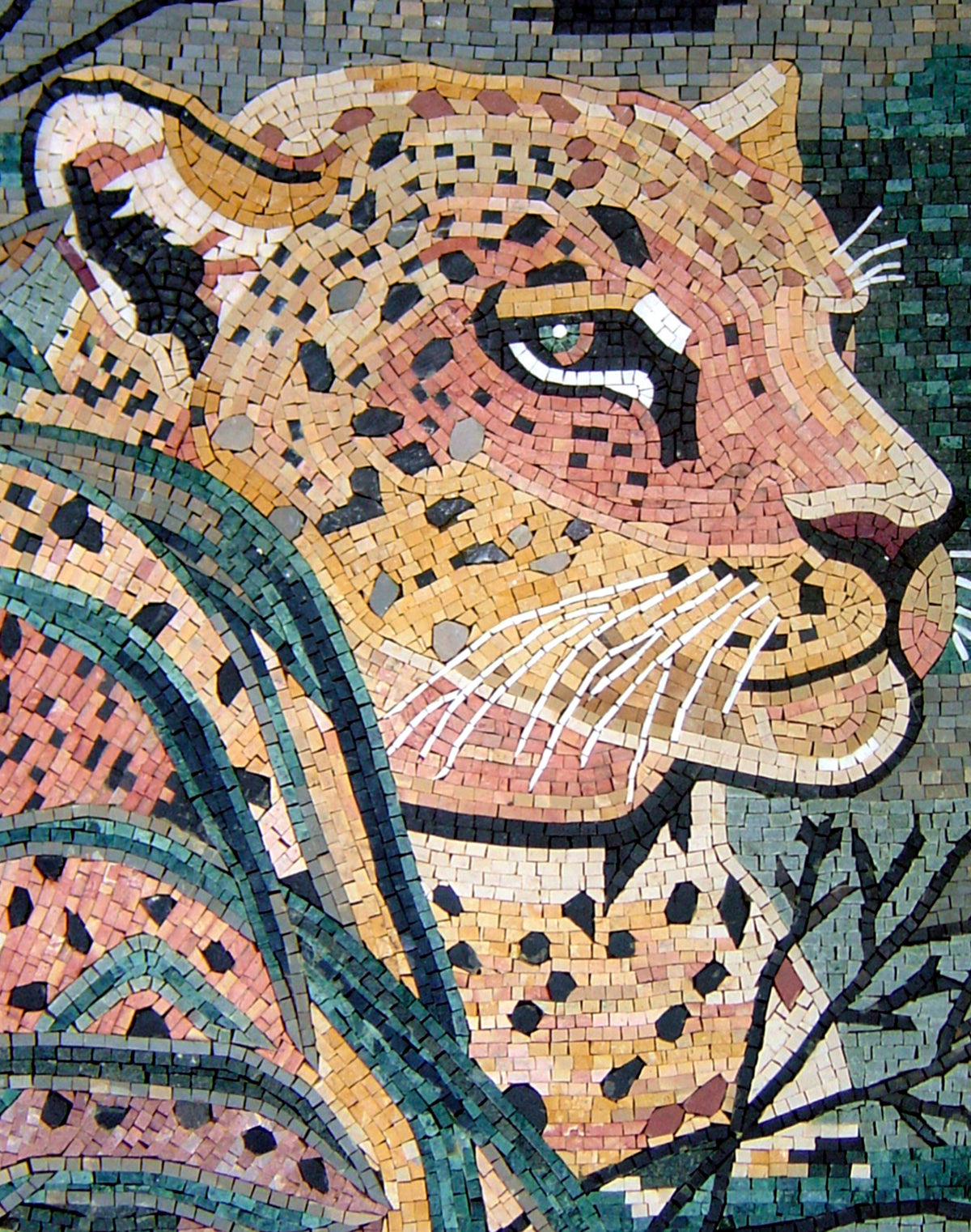 Handmade Tiger Marble Mosaic: Wild Animal Wall Art (40x32)